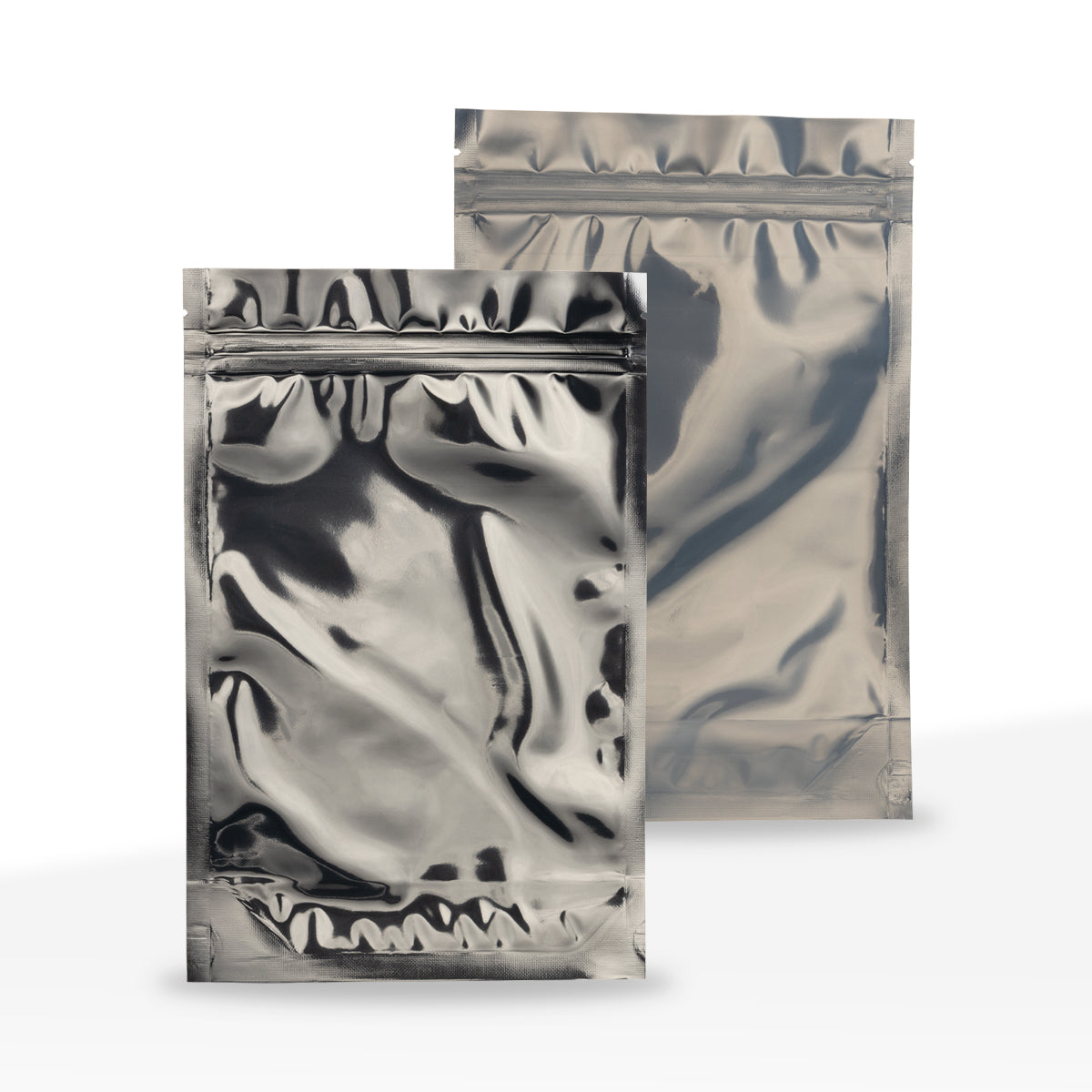 Tamper Evident | Silver Vista Mylar Bags | 4" x 5" - 3.5g - 1000 Count - Biohazard Inc - Tear Notch