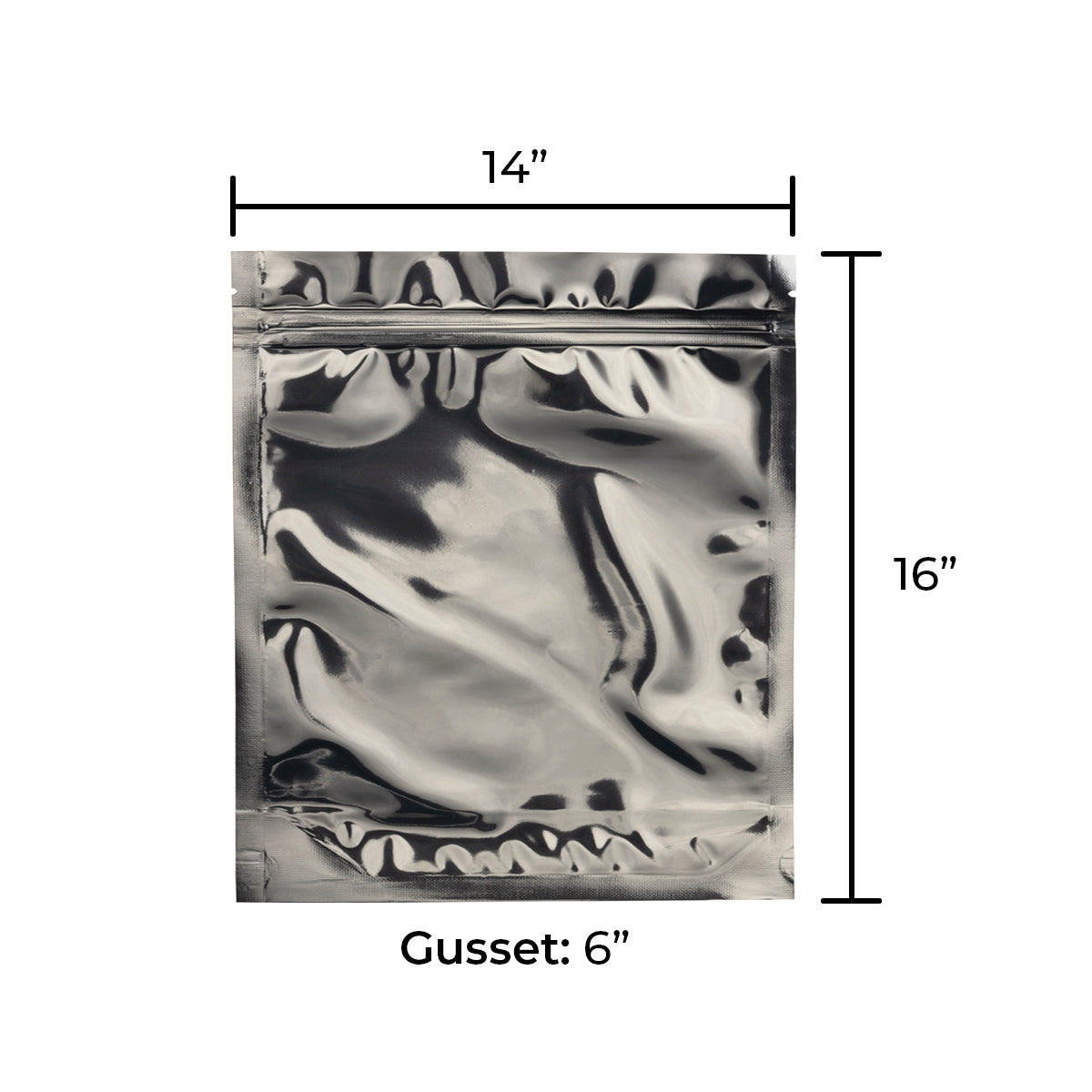 Tamper Evident | Silver Vista Mylar Bags | 14" x 16" - 1lb - 100 Count - Biohazard Inc - Tear Notch