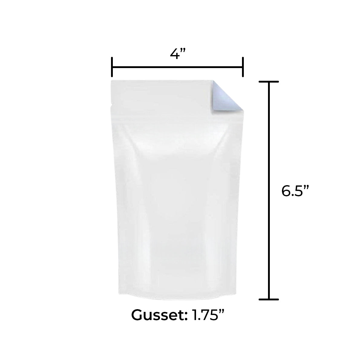 Tamper Evident | Glossy White Vista Mylar Bags | 4" x 6.5" - 7g - 1000 Count - Biohazard Inc - Tear Notch