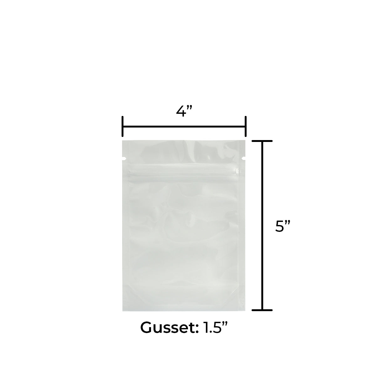 Tamper Evident | Glossy White Vista Mylar Bags | 4" x 5" - 3.5g - 1000 Count - Biohazard Inc - Tear Notch