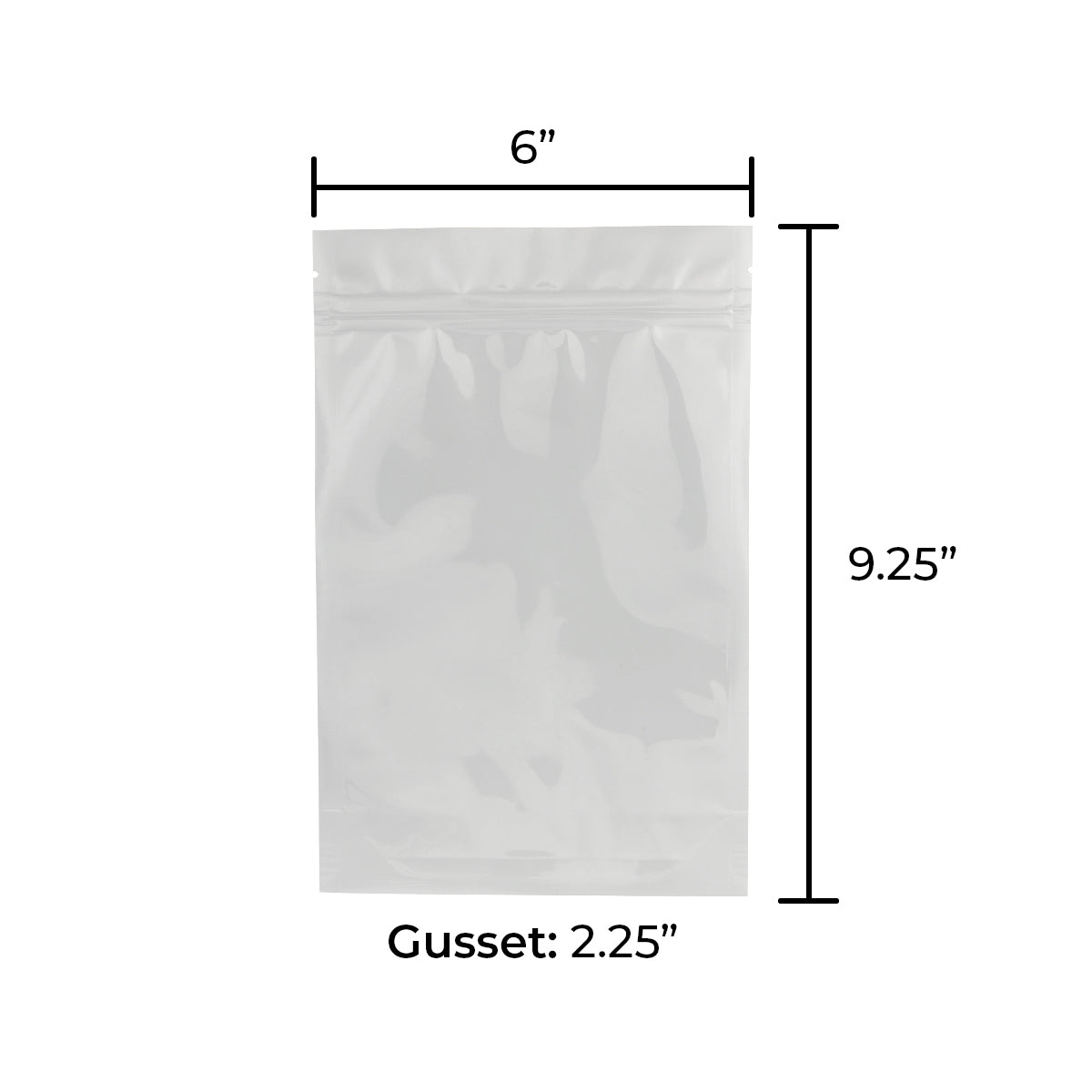 Tamper Evident | Glossy White Vista Mylar Bags | 6" x 9" - 28g - 1000 Count - Biohazard Inc - Tear Notch