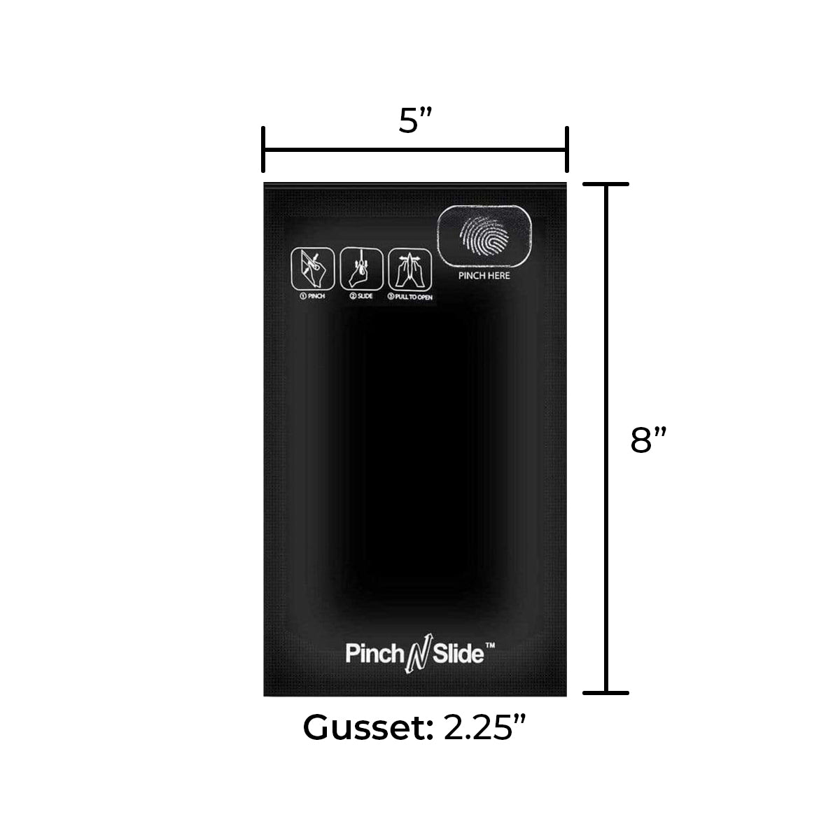 Child Resistant | Pinch N Slide Black Mylar Bags | 5" x 8" - 14g - 250 Count - Biohazard Inc