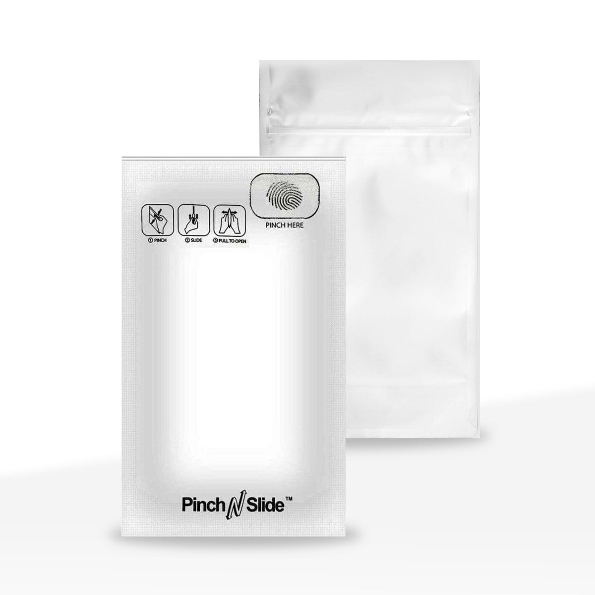 Child Resistant | Pinch N Slide White Mylar Bags | 5" x 8" - 14g - 250 Count - Biohazard Inc