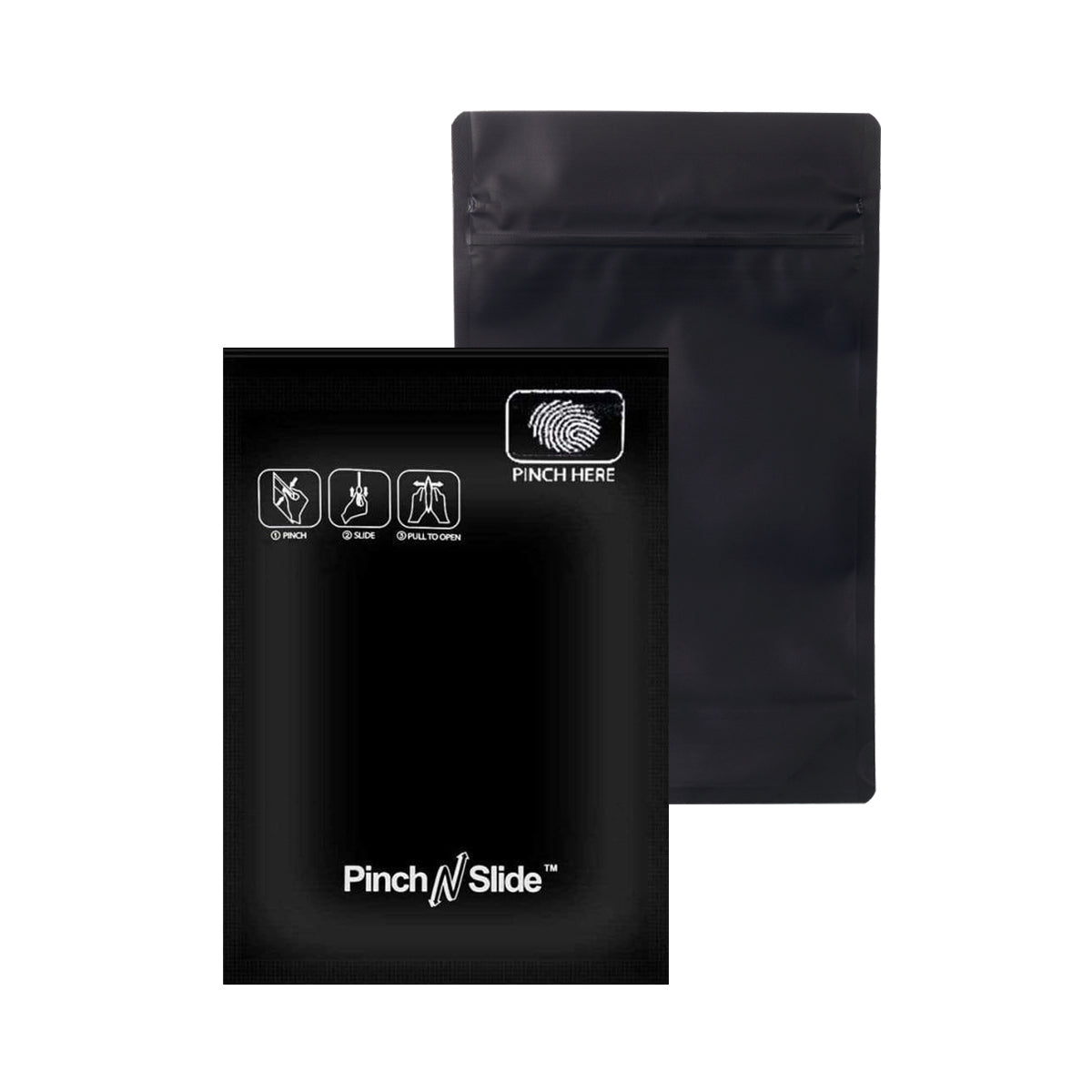 Child Resistant | Pinch N Slide Black Mylar Bags | 3.5" x 5" - 3.5g - 250 Count - Biohazard Inc
