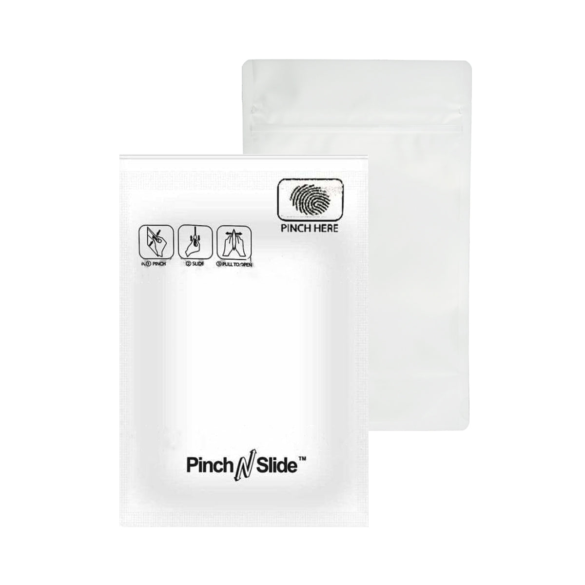 Child Resistant | Pinch N Slide White Mylar Bags | 3.5" x 5" - 3.5g - 250 Count - Biohazard Inc