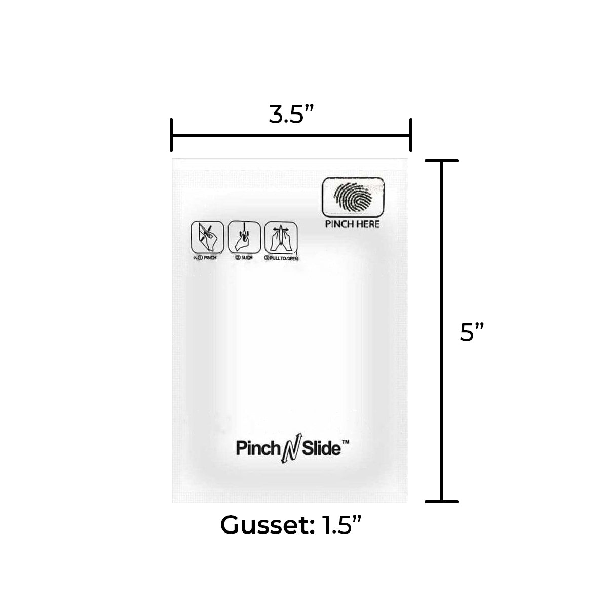Child Resistant | Pinch N Slide White Mylar Bags | 3.5" x 5" - 3.5g - 250 Count - Biohazard Inc