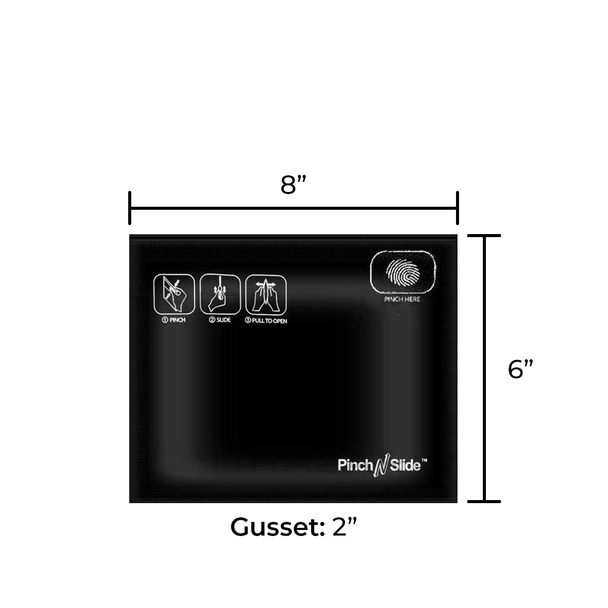Child Resistant | Pinch N Slide Black Mylar Bags | 8" x 6" - 28g - 250 Count - Biohazard Inc