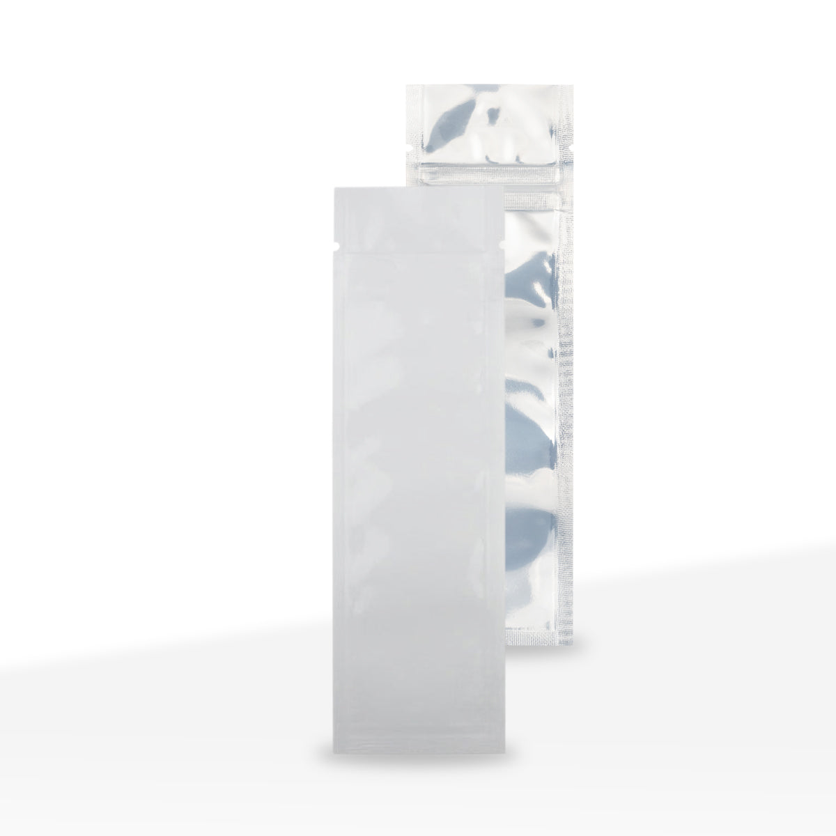 Tamper Evident | Glossy White Mylar Bags for Pre-Roll/Syringe | 2" x 6.75" - 2g - 1000 Count - Biohazard Inc - Tear Notch