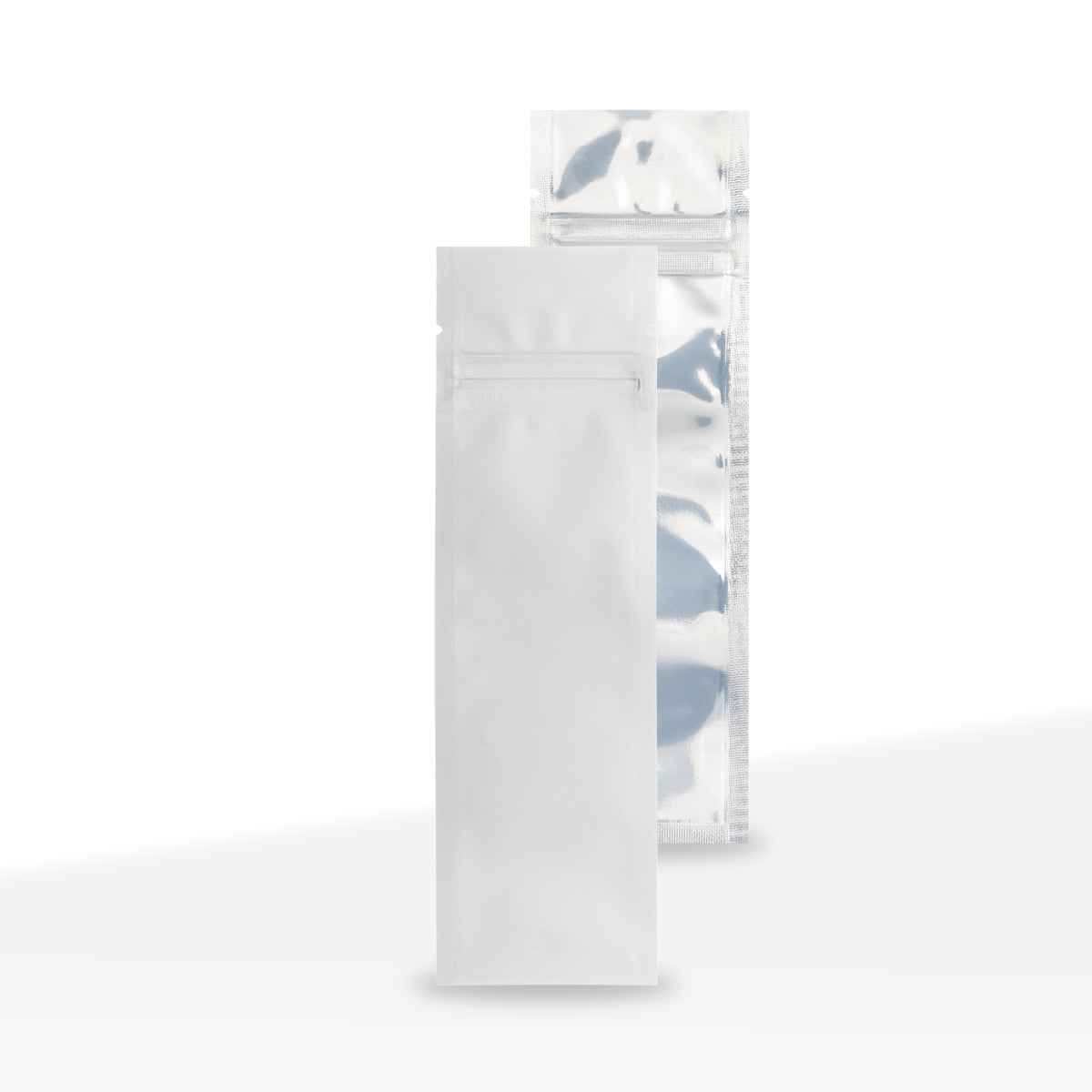 Tamper Evident | Matte White Vista Mylar Bags for Pre-Roll/Syringe - Tear Notch | 2" x 6.75" - 2g - 1000 Count - Biohazard Inc