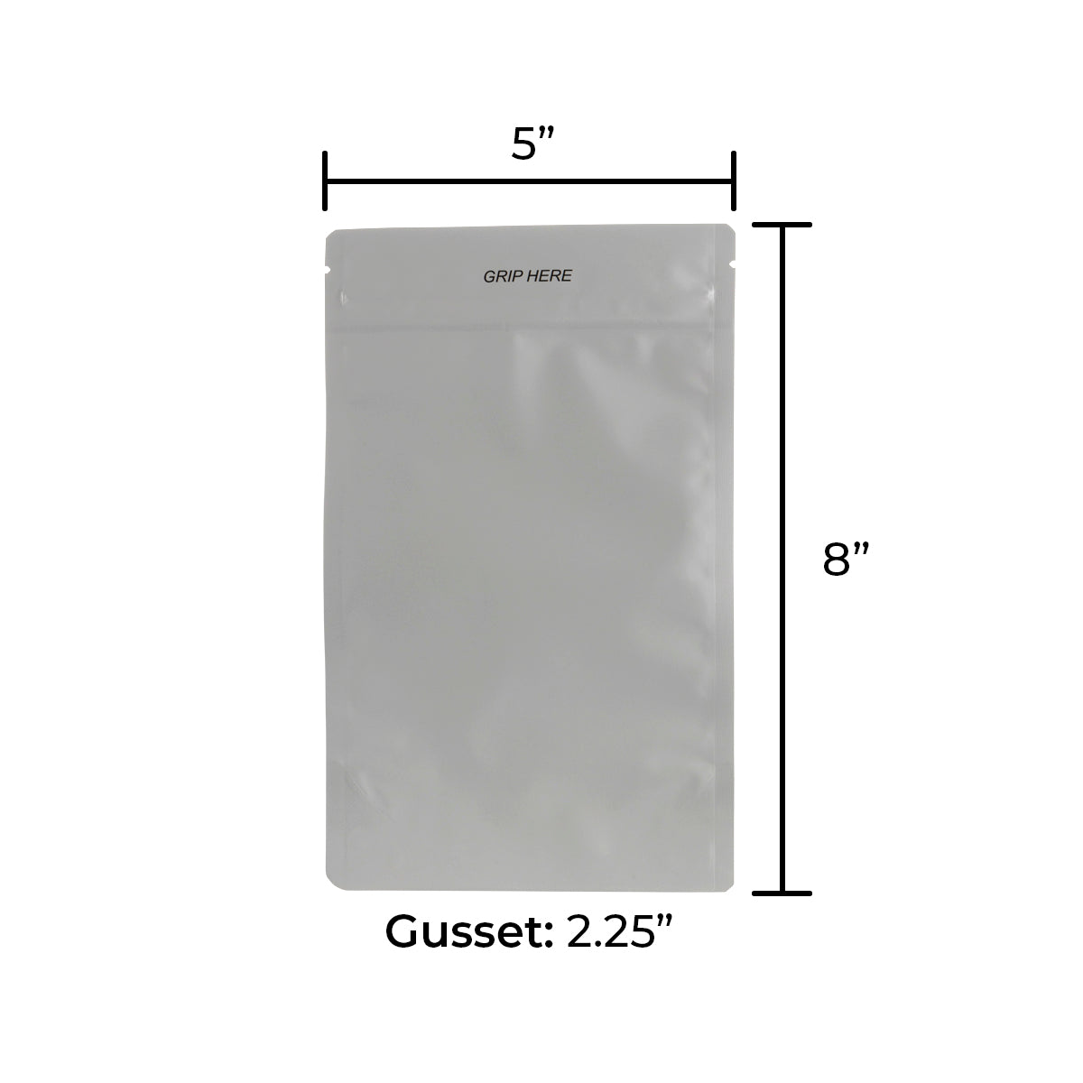 Child Resistant & Tamper Evident | Matte White Mylar Bags | 5" x 8" - 14g - 1000 Count - Biohazard Inc - Tear Notch