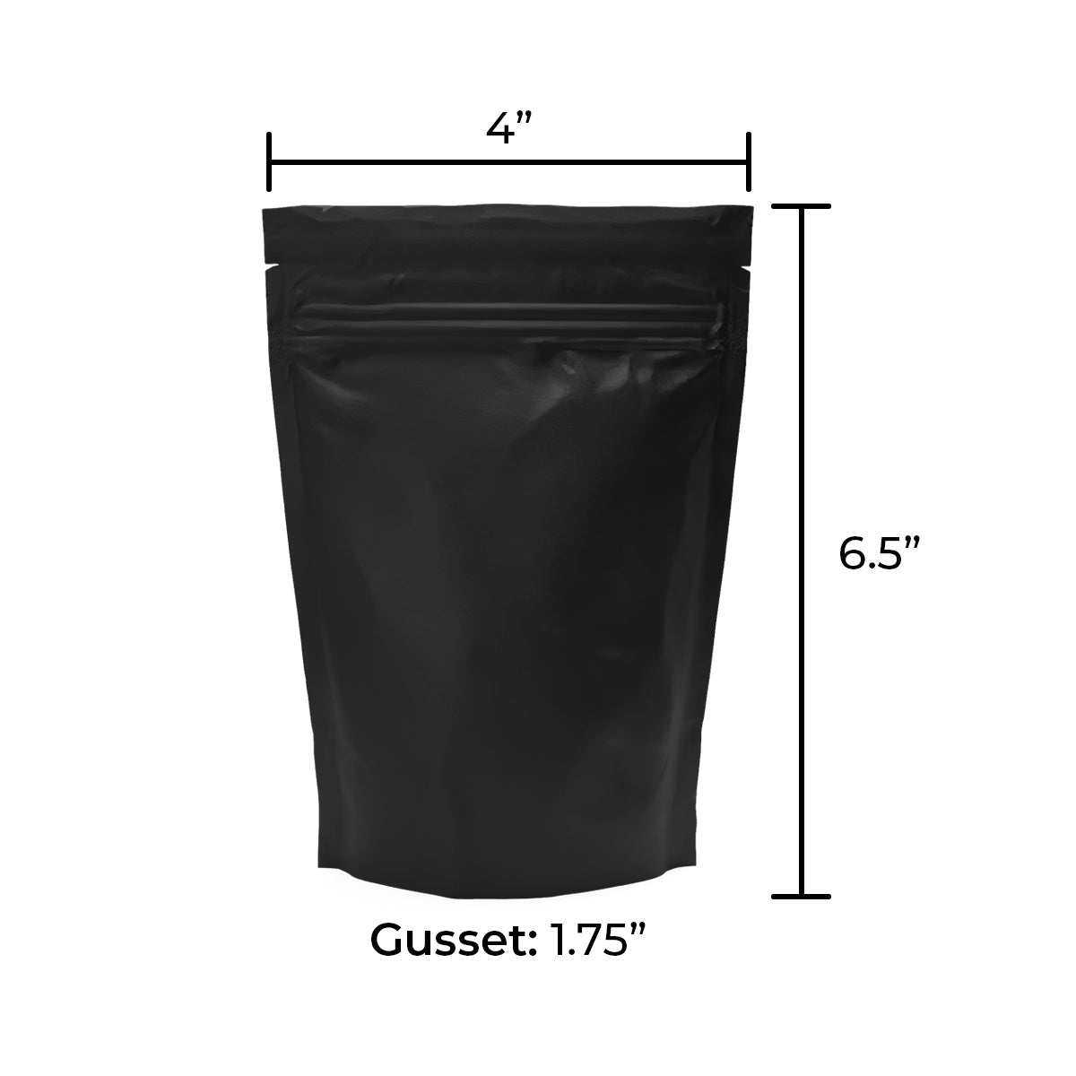 Child Resistant Mylar Bags | Matte Black Vista w/ Tear Notch | 4" x 6.5" - 7g - 500 Count - Biohazard Inc - Tear Notch