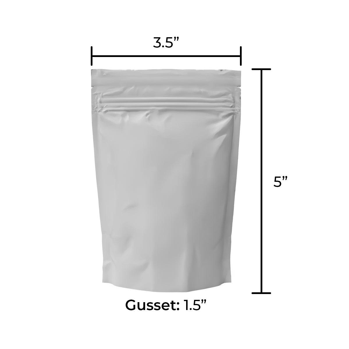 Child Resistant Mylar Bags |  Matte White Vista w/ Tear Notch | 3.5" x 5" - 3.5g - 500 Count - Biohazard Inc - Tear Notch