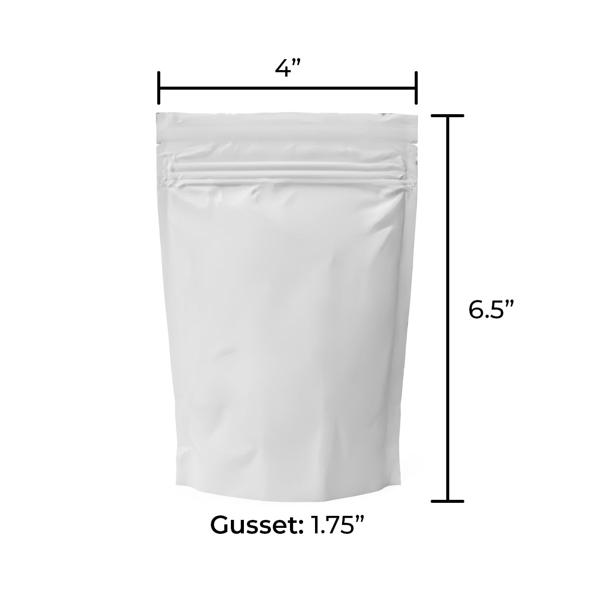 Child Resistant Mylar Bags |  Matte White Vista w/ Tear Notch | 4" x 6.5" - 7g - 500 Count - Biohazard Inc - Tear Notch