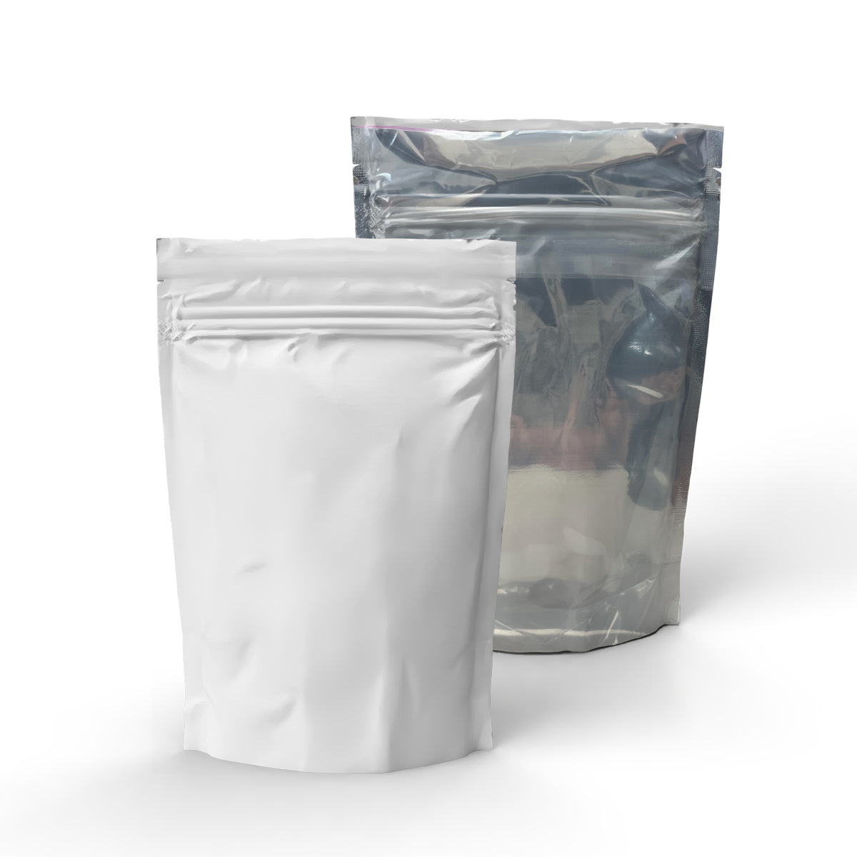 Child Resistant Mylar Bags |  Matte White Vista w/ Tear Notch | 5" x 8" - 14g - 500 Count - Biohazard Inc - Tear Notch