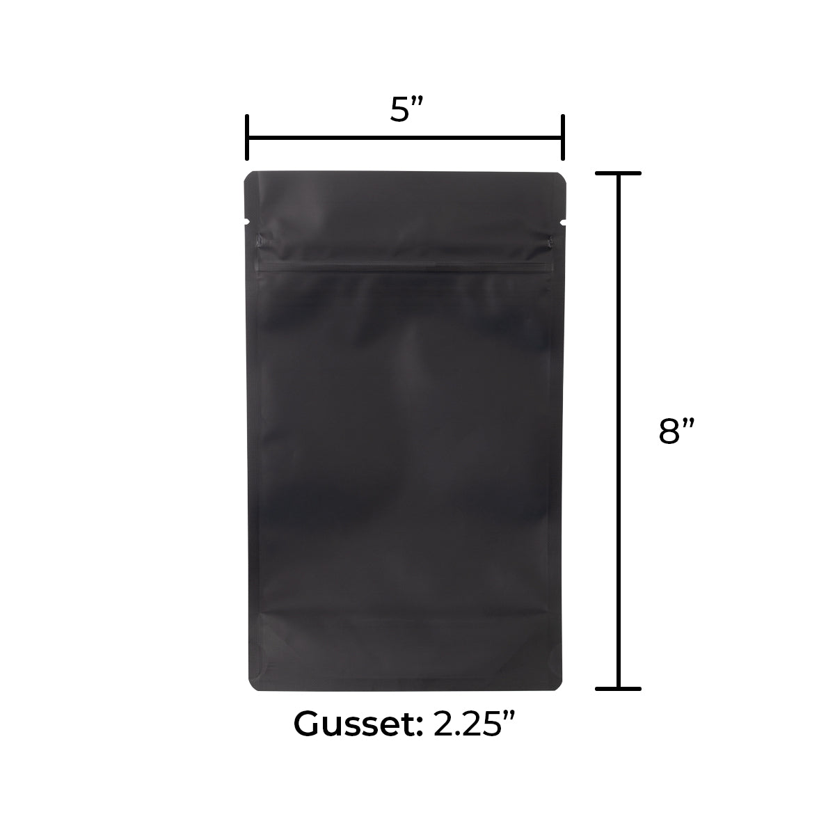 Child-Resistant | Matte Mylar Bags - Tear Notch | 5" x 8" - 14g - 1000 Count - Various Colors - Biohazard Inc - Black