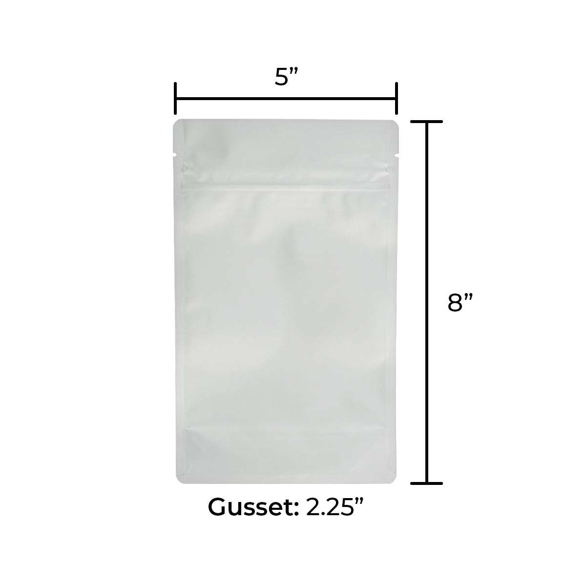 Child-Resistant | Matte Mylar Bags - Tear Notch | 5" x 8" - 14g - 1000 Count - Various Colors - Biohazard Inc - White