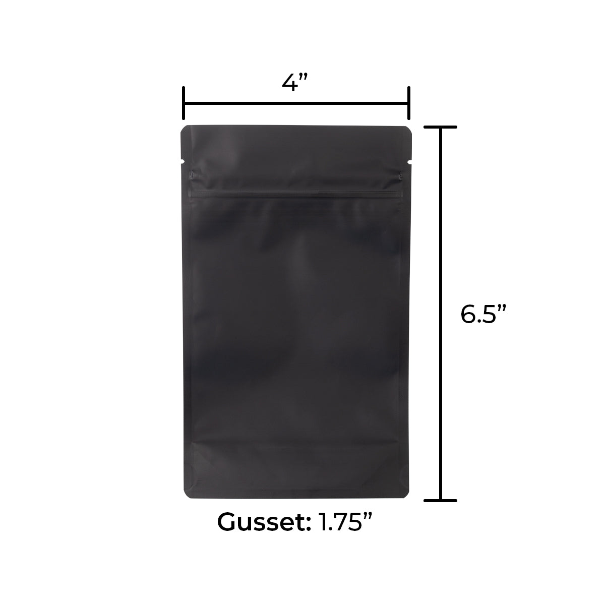 Child-Resistant | Matte Mylar Bags - Tear Notch | 4" x 6.5" - 7g - 1000 Count - Various Colors - Biohazard Inc - Black