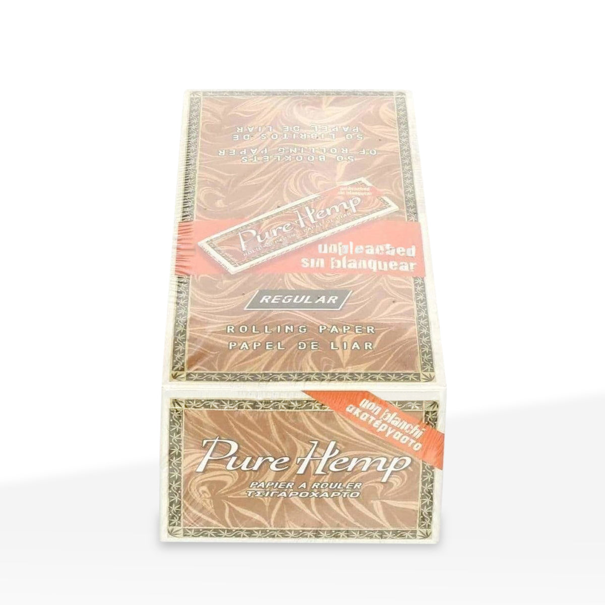 Pure Hemp | 'Retail Display' Rolling Papers Single Wide Size | 70mm - Natural Brown Paper - 50 Count