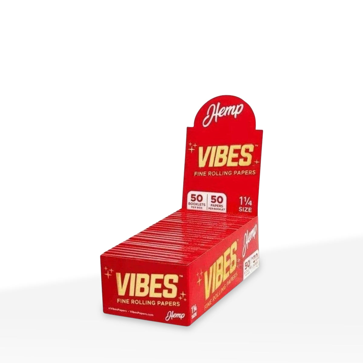 VIBES™ | 'Retail Display' Hemp Rolling Papers | Classic White - 50 Count  -Various Sizes