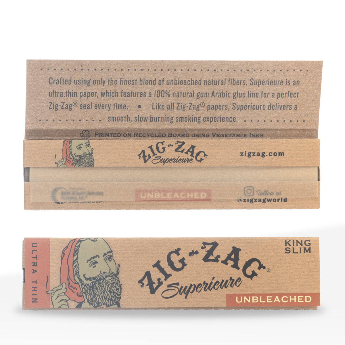 ZIG ZAG® | 'Retail Display' Natural Rolling Papers King Size | 110mm - Unbleached Paper - 24 Count