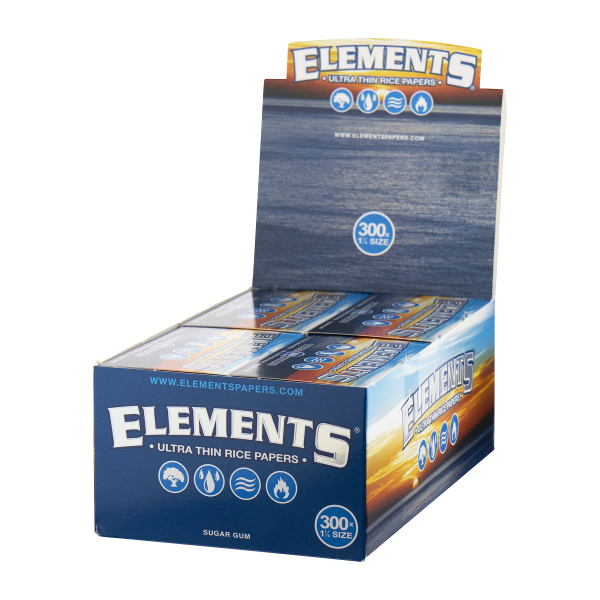 Elements® | 1¼ Size 300's Ultra Thin Rice Rolling Paper | 78mm - White - 20 Count