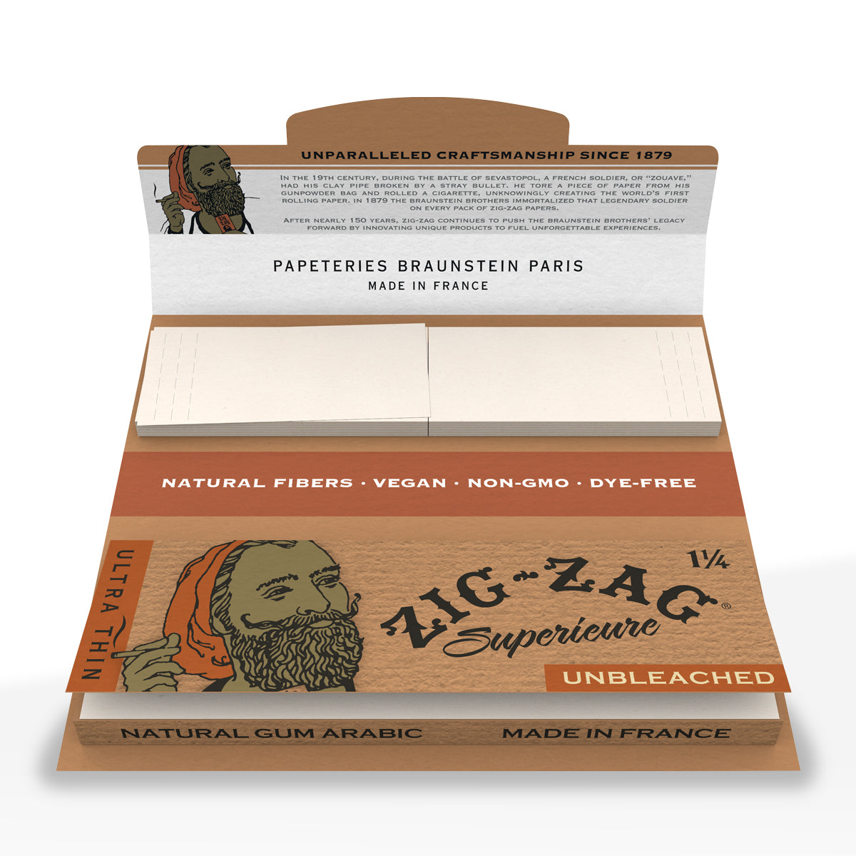 Zig-Zag® | 1¼ Size Rolling Paper + Tips | 78mm - Unbleached Brown - 24 Count