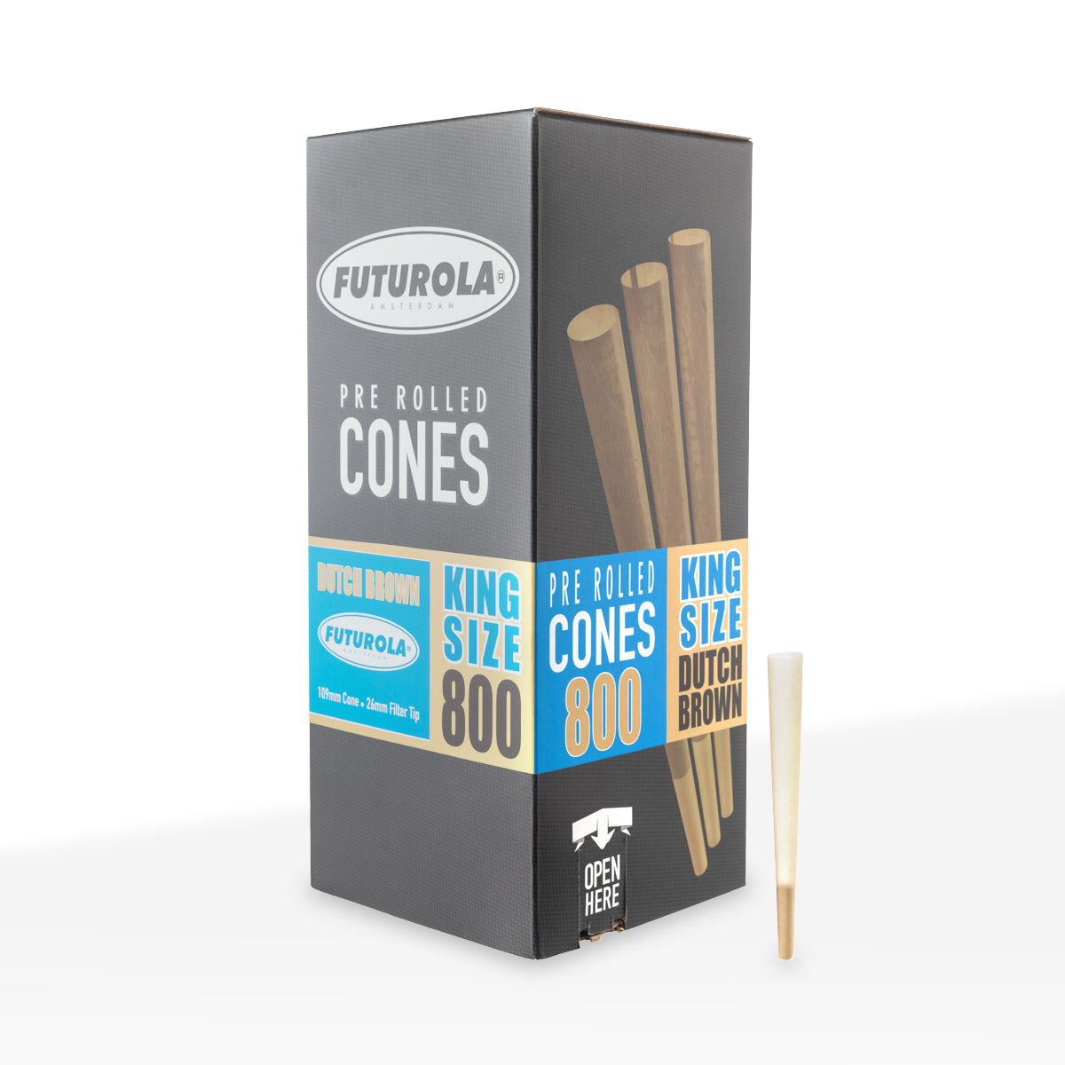 FUTUROLA® | Pre-Rolled Cones King Size | 110mm - Dutch Brown - 800 Count