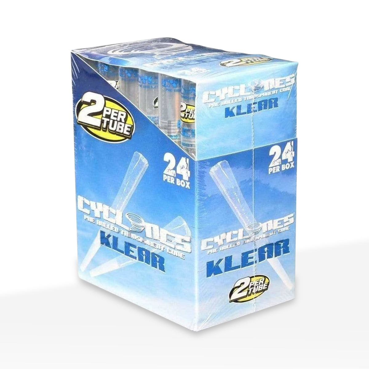 Cyclones | Wholesale Clear Cellulose Pre-Rolled Cones 1¼ Size | 78mm - 24 Count - Various Flavors