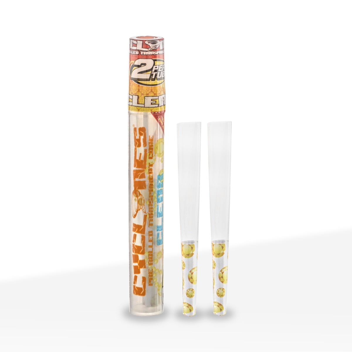 Cyclones | Wholesale Clear Cellulose Pre-Rolled Cones 1¼ Size | 78mm - 24 Count - Various Flavors