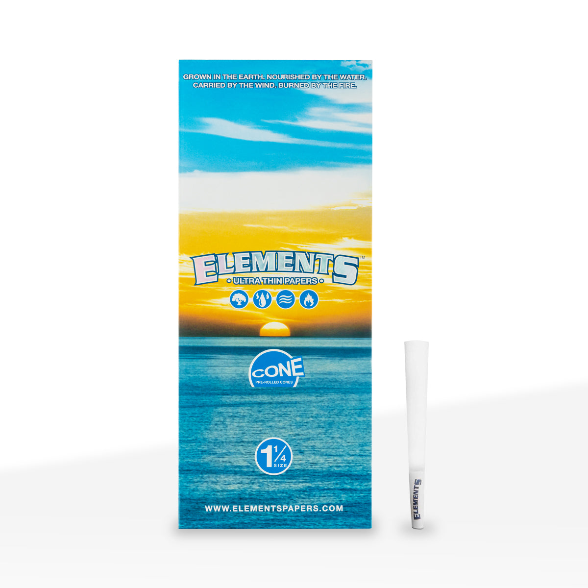 Elements® | Ultra Thin 1¼ Size Pre-Rolled Cones | 84mm - Rice Paper - 900 Count - Biohazard Inc