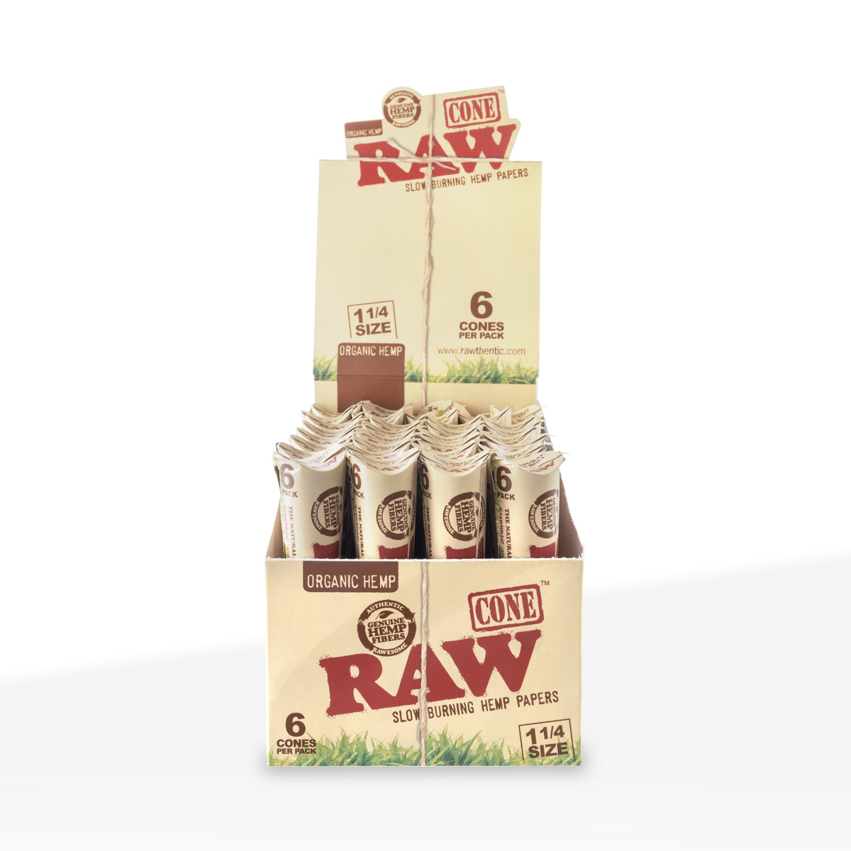 RAW® | Organic Pre-Rolled Cones Classic 1¼ Size | 84mm - Unbleached Brown - 32 Count