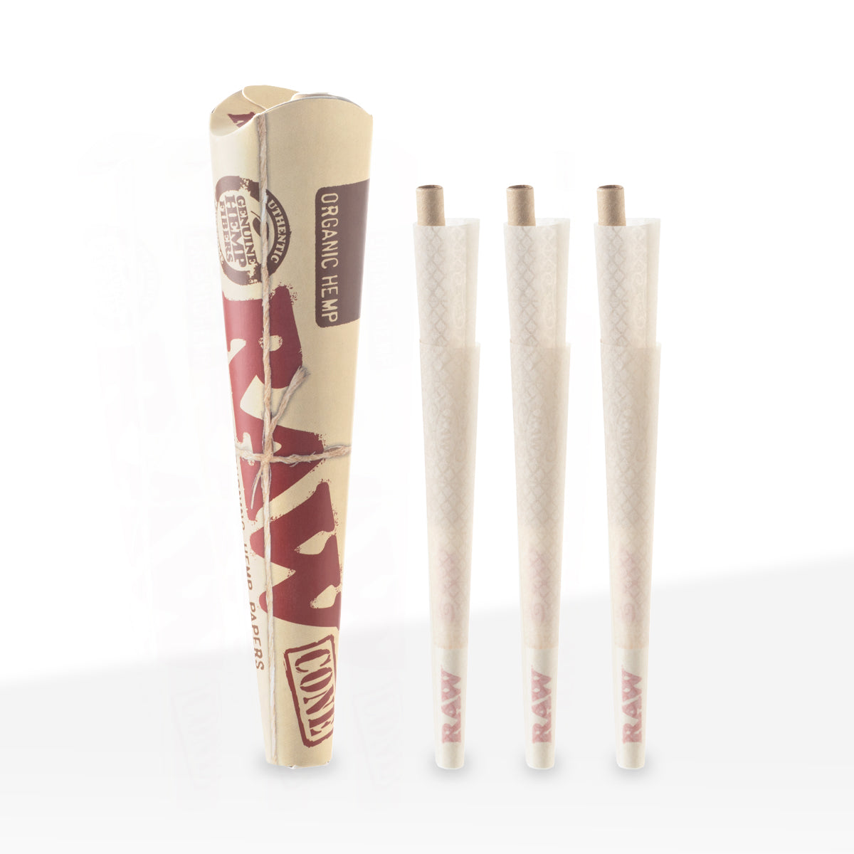 RAW® | Organic Pre-Rolled Cones Classic 1¼ Size | 84mm - Unbleached Brown - 32 Count