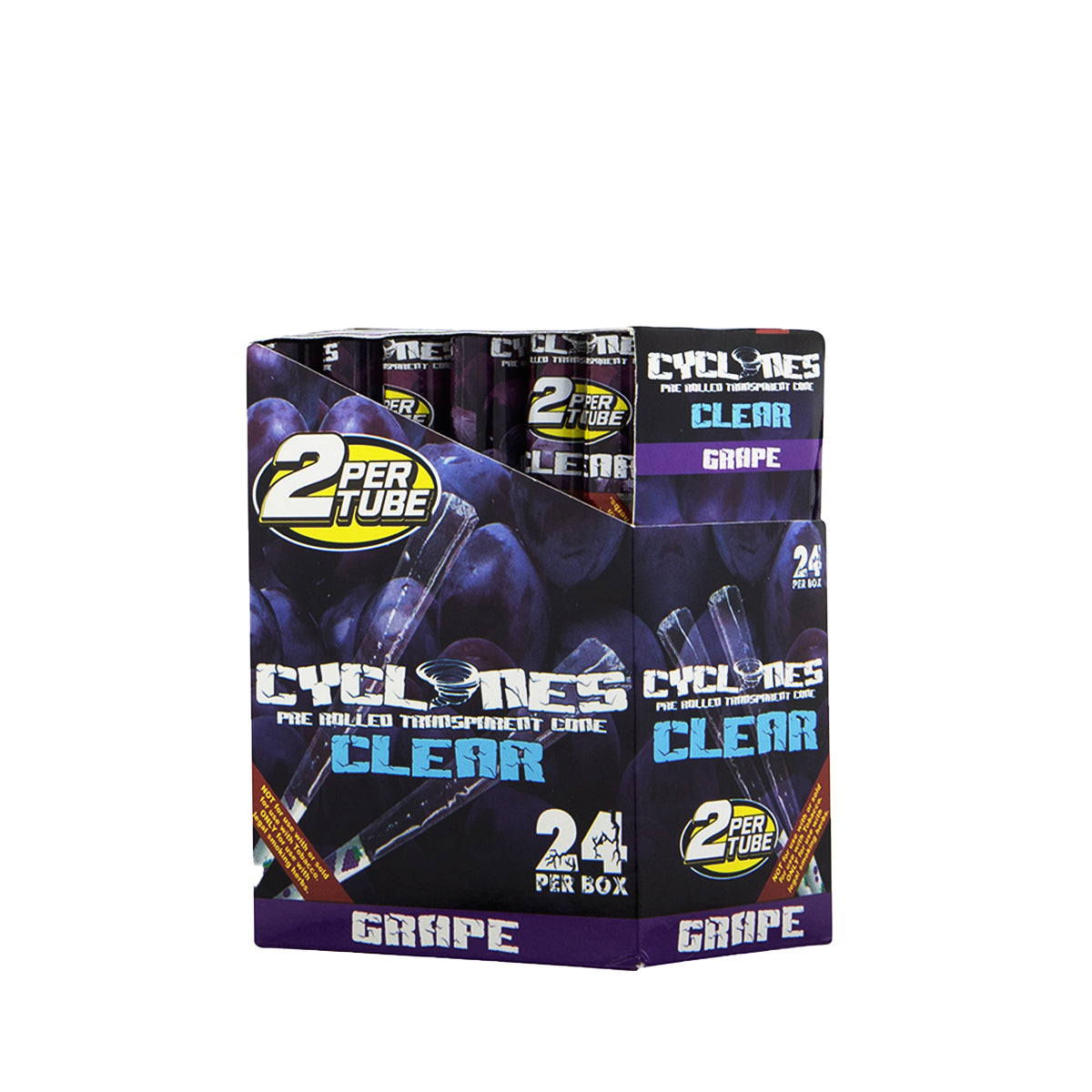 Cyclones | Wholesale Clear Cellulose Pre-Rolled Cones 1¼ Size | 78mm - 24 Count - Various Flavors