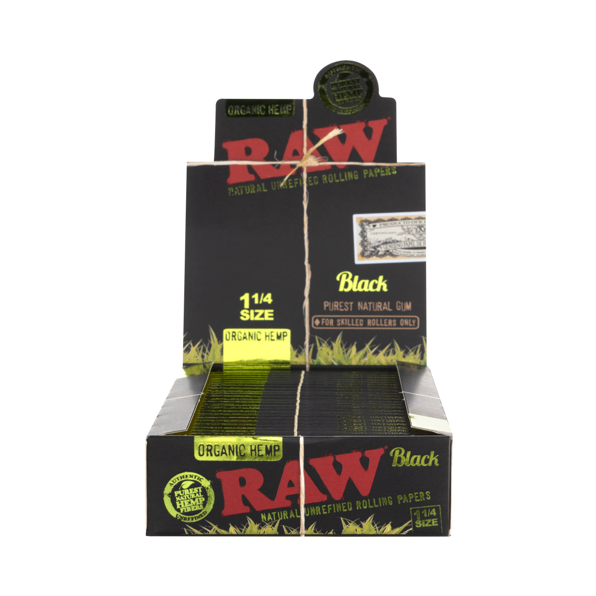 RAW® | Black Unbleached Rolling Papers | 84mm - Organic Hemp - 24 Count