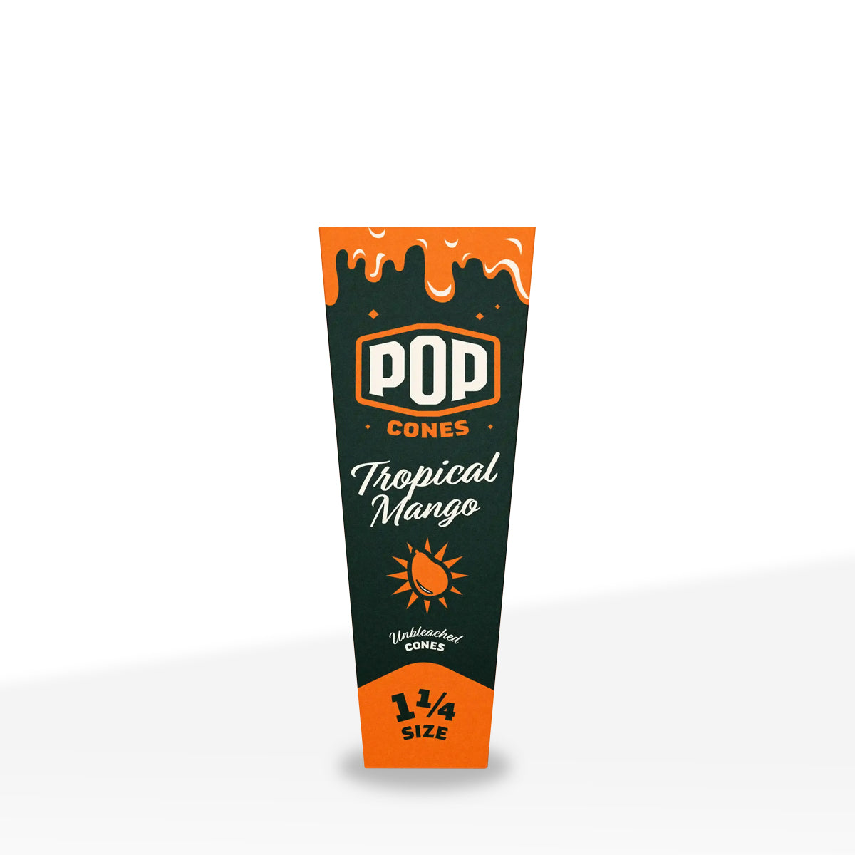 Pop Cones |  Pre-Rolled 1¼ Size 6-Pack Unbleached Cones | 84mm - Various Flavors - 24 Count - Biohazard Inc - Tropical Mango