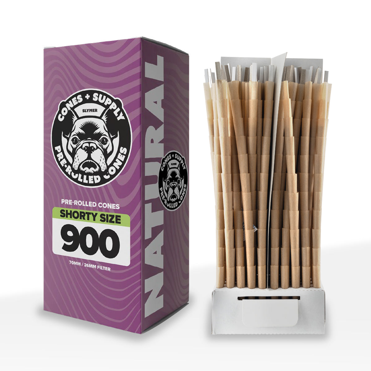 CONES + SUPPLY | Dog Walker Pre-rolled Cones | 70mm  - Various Styles - 900 Count - Brown Paper