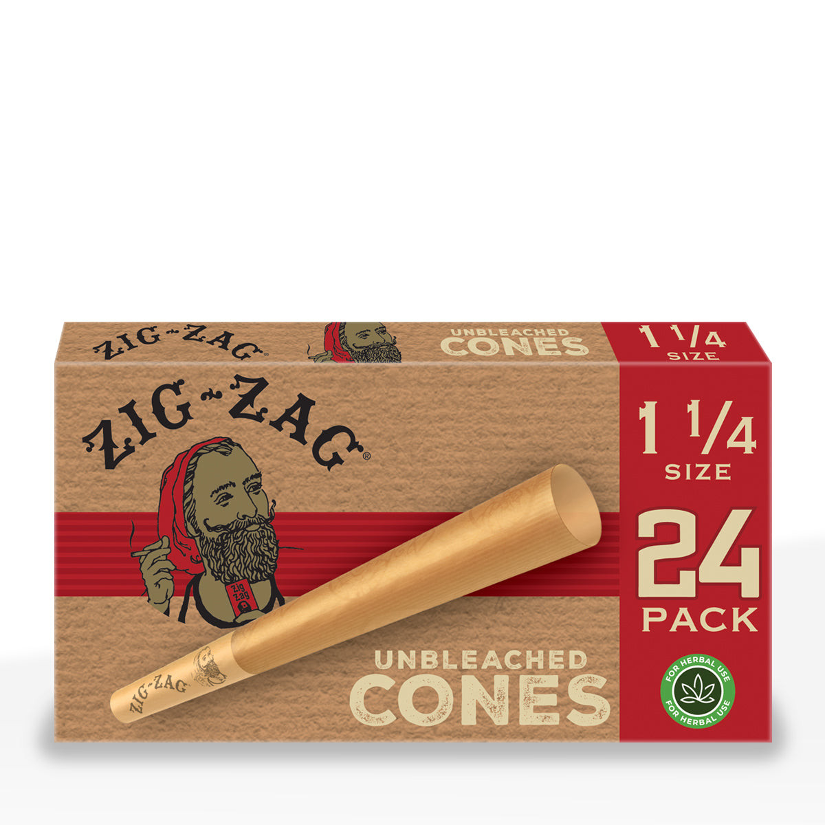 Zig-Zag® | Unbleached Pre-Rolled Cones | Various Sizes - Brown - 12 Count