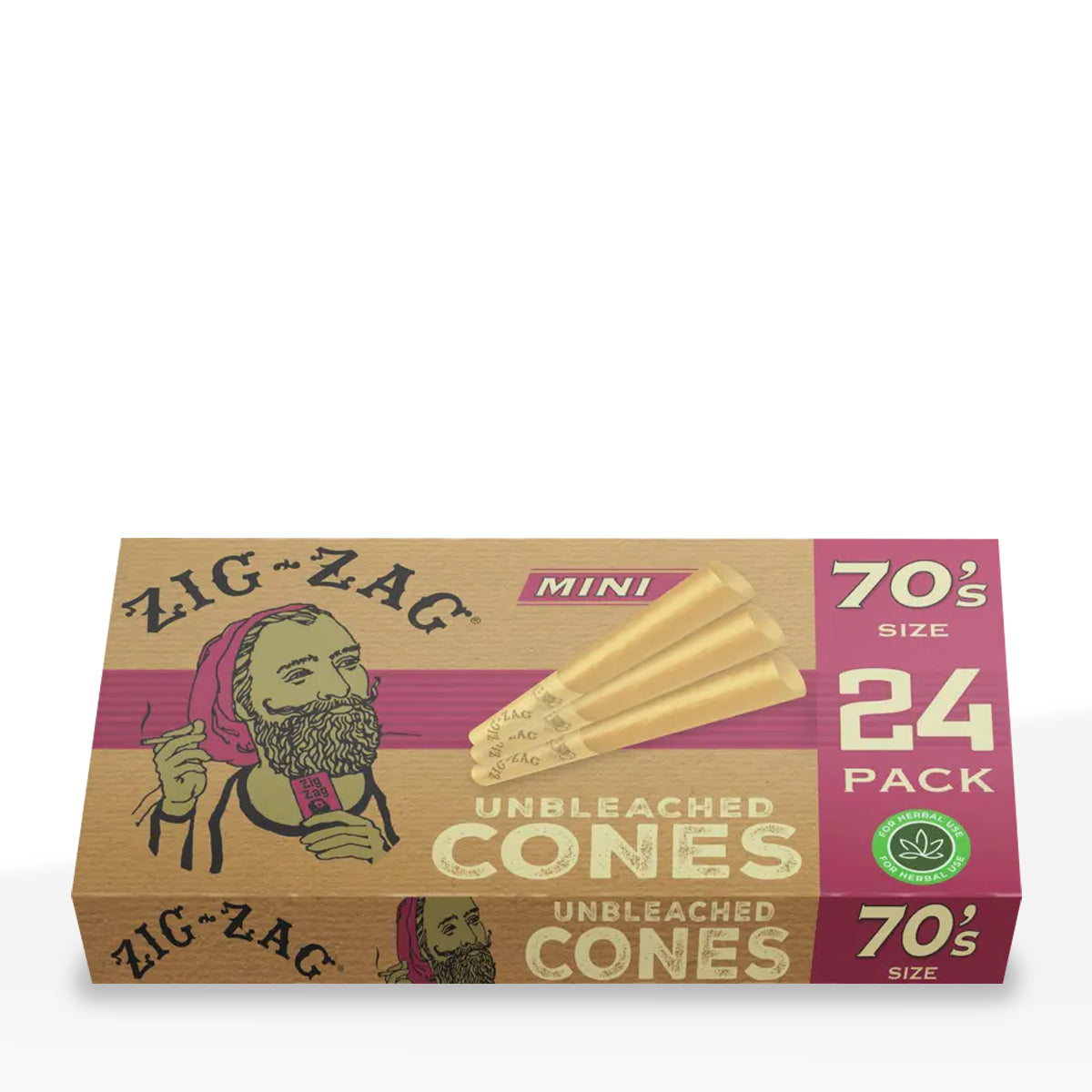 Zig-Zag® | Unbleached Pre-Rolled Cones | Various Sizes - Brown - 12 Count