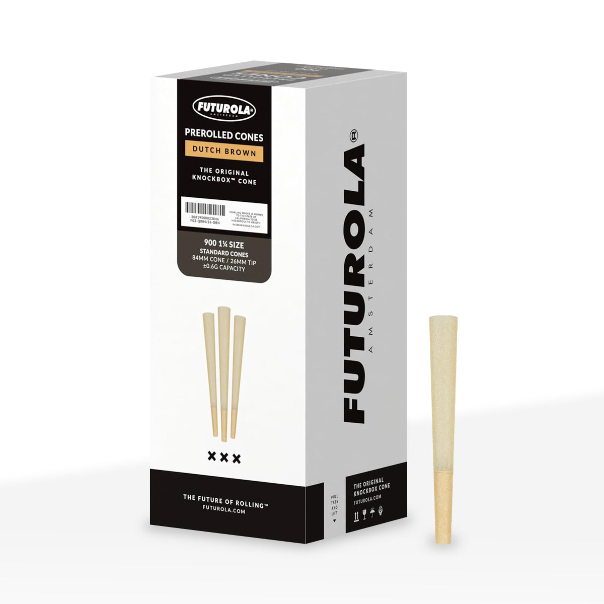 FUTUROLA® | 1¼ Size No Logo Pre-Rolled Cones | 84/26 - Brown - 900 Count - Biohazard Inc