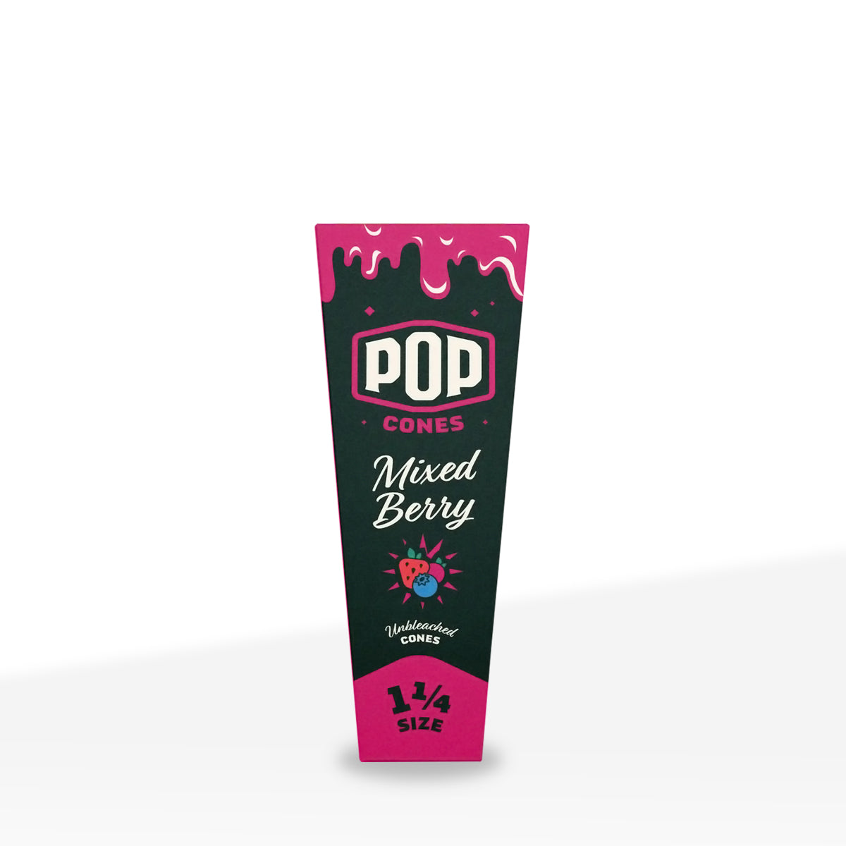 Pop Cones | 1¼ Size Pre-Rolled Cones | 84mm - Brown - 24 Count - Various Flavors - Biohazard Inc - Mixed Berry