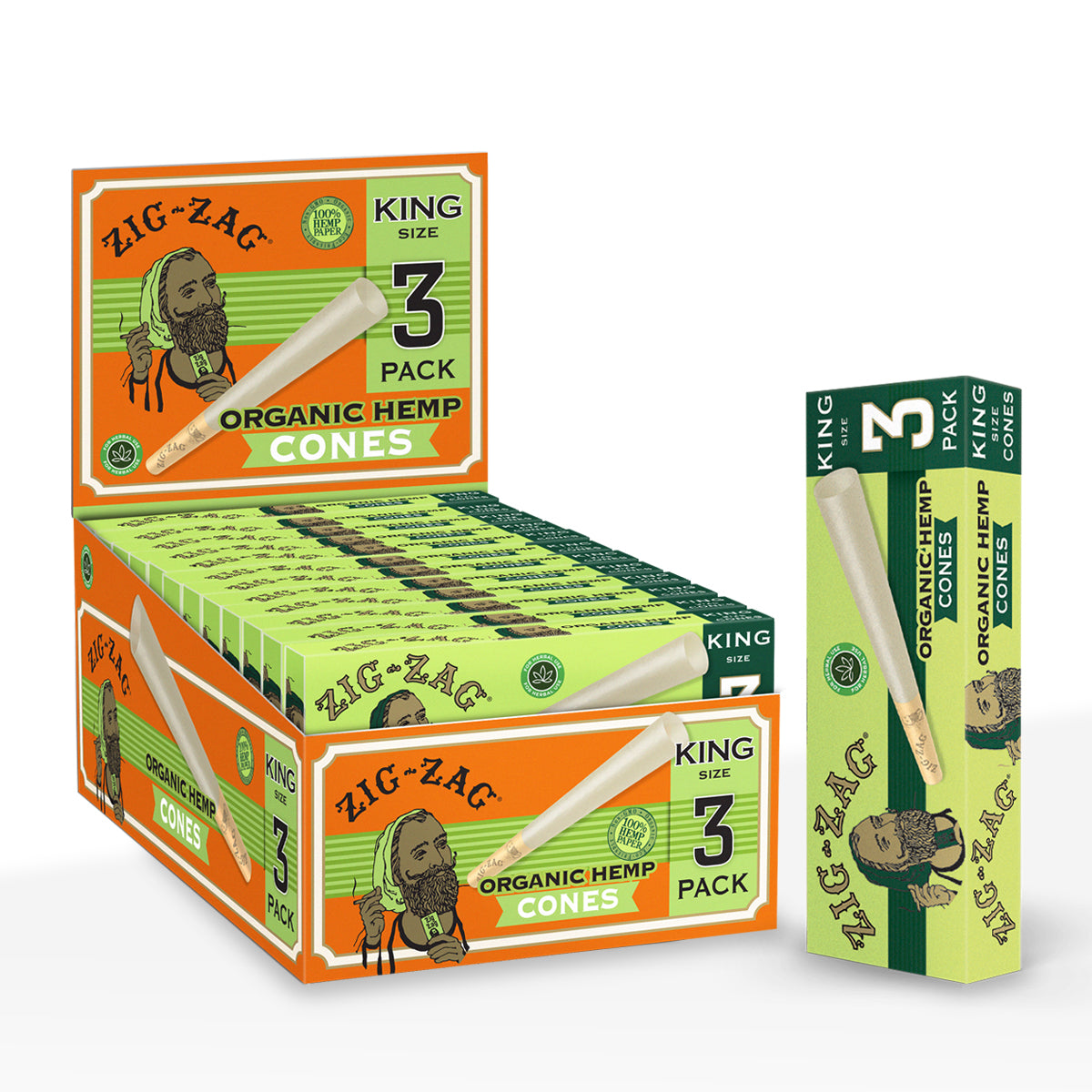 Zig-Zag® | Organic Hemp Pre-Rolled Cones | Various Sizes - Organic Hemp - Various Counts - Biohazard Inc - King Size - 109mm - 24 Count