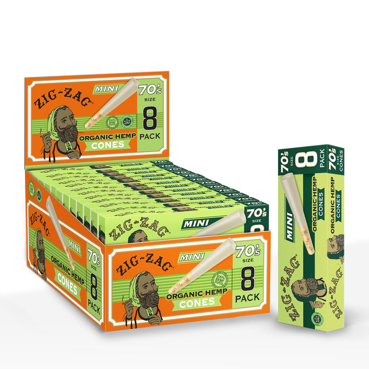 Zig-Zag® | Organic Hemp Pre-Rolled Cones | Various Sizes - Organic Hemp - Various Counts - Biohazard Inc - Mini Dogwalker - 70mm - 18 Count