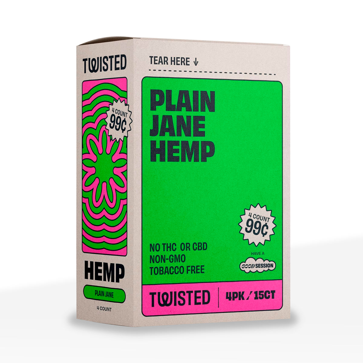 Twisted Hemp™ | Blunt Wraps | 100mm - Plain Jane - 15 Count