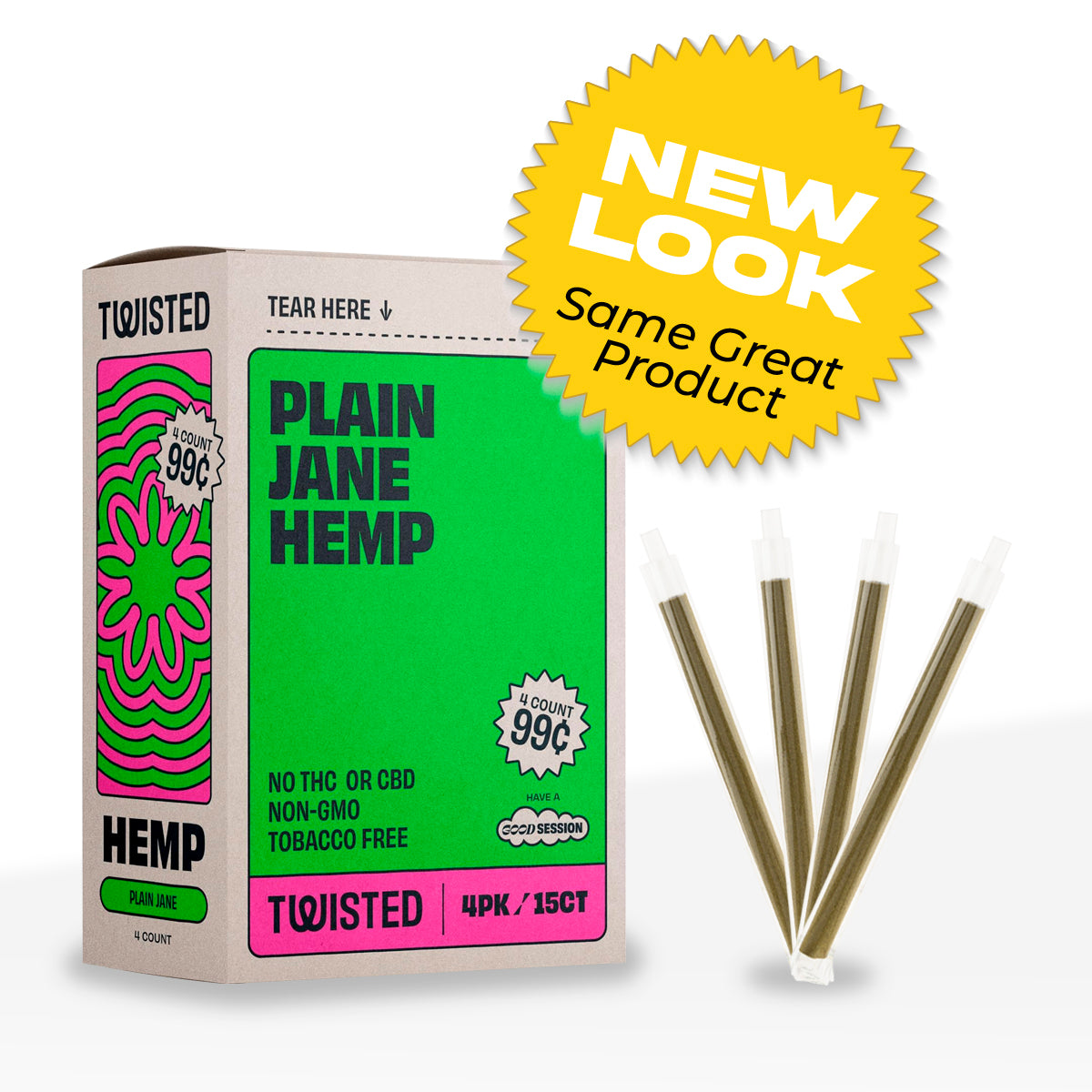 Twisted Hemp™ | Blunt Wraps | 100mm - Plain Jane - 15 Count