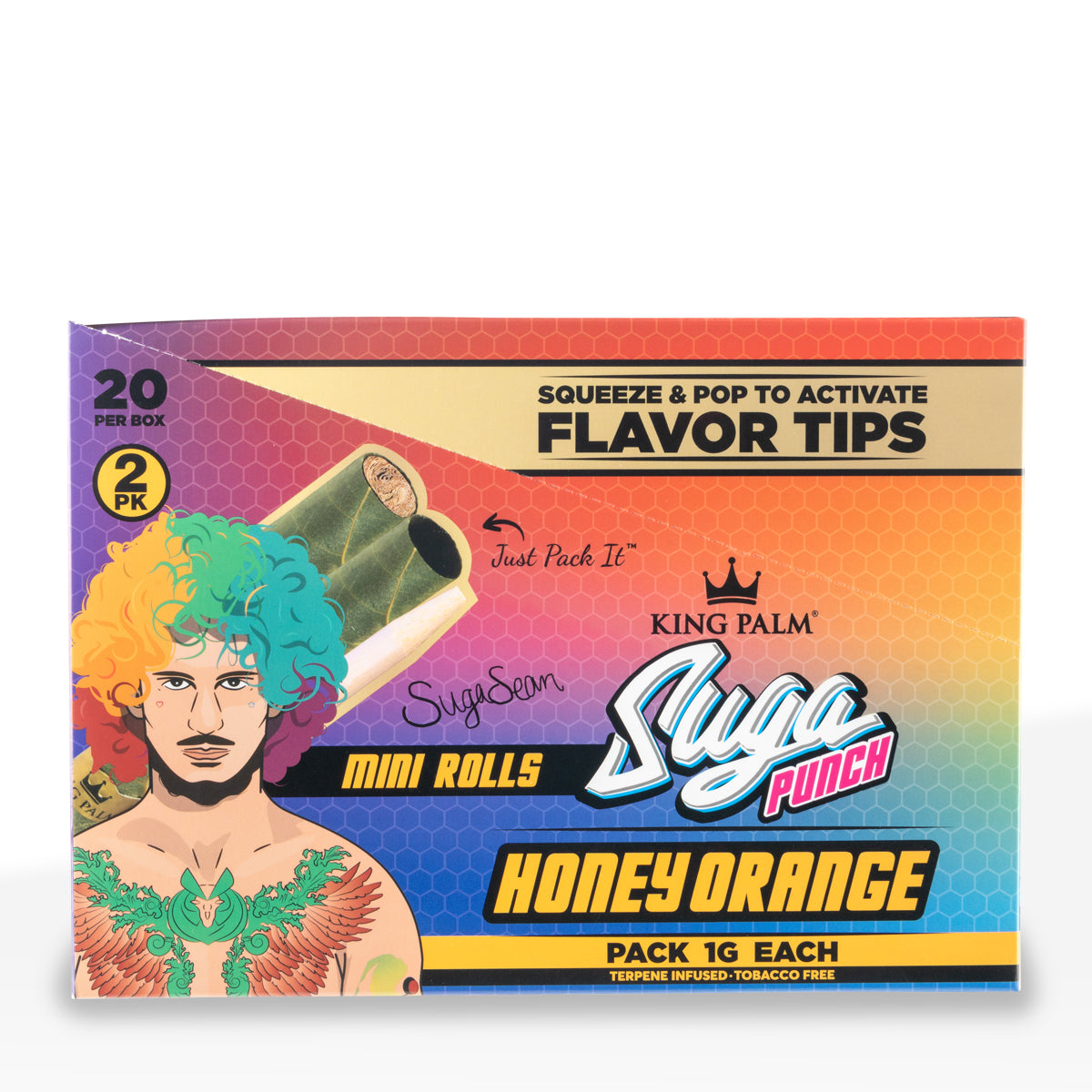 King Palm™ | Suga Sean Mini 2-Pack Rolls | 84mm - Honey Orange - 20 Count - Suga Punch - Fighter Edition - Biohazard Inc