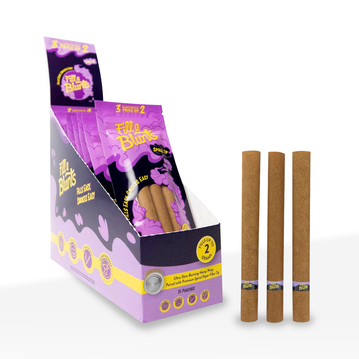 Fill-a Blunts | King Size Pre-Rolled Hemp Blunt Wraps w/ Spiral Tips | Various Styles - 109mm - 15 Count - Biohazard Inc - 2 Gram Capacity - 3 Pack