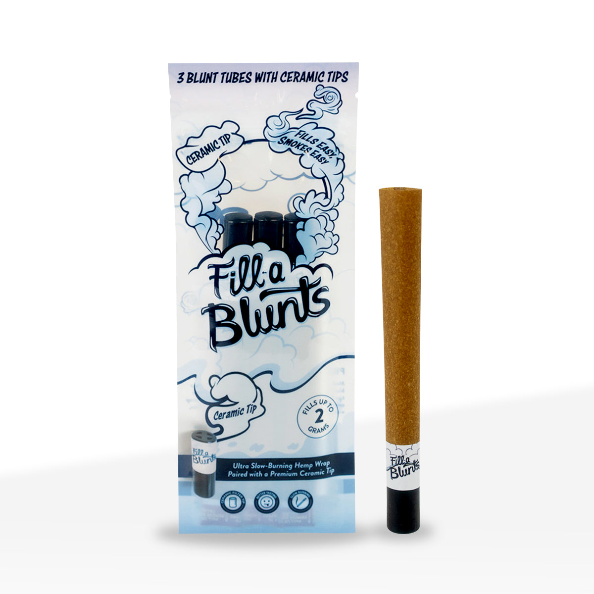 Fill-a Blunts | King Size Pre-Rolled Hemp Blunt Wraps w/ Ceramic Tips | Various Styles - 109mm - 15 Count - Biohazard Inc - 2 Gram Capacity - 3 Pack