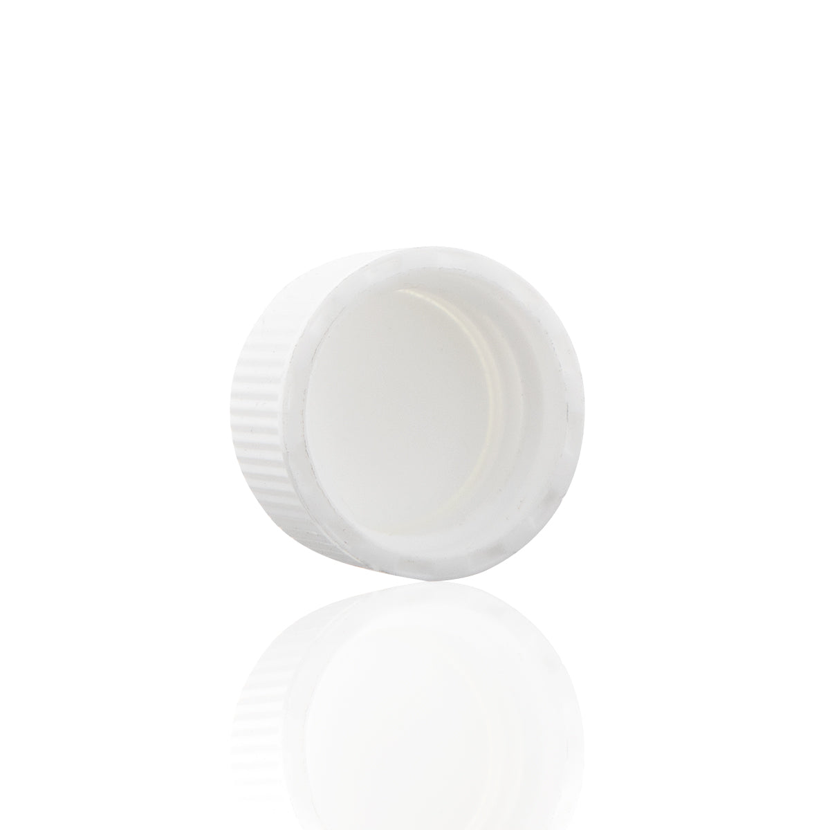 Plastic Cap | Ridged Polypropylene w/ Foam Liner | 18mm - White - 240 Count