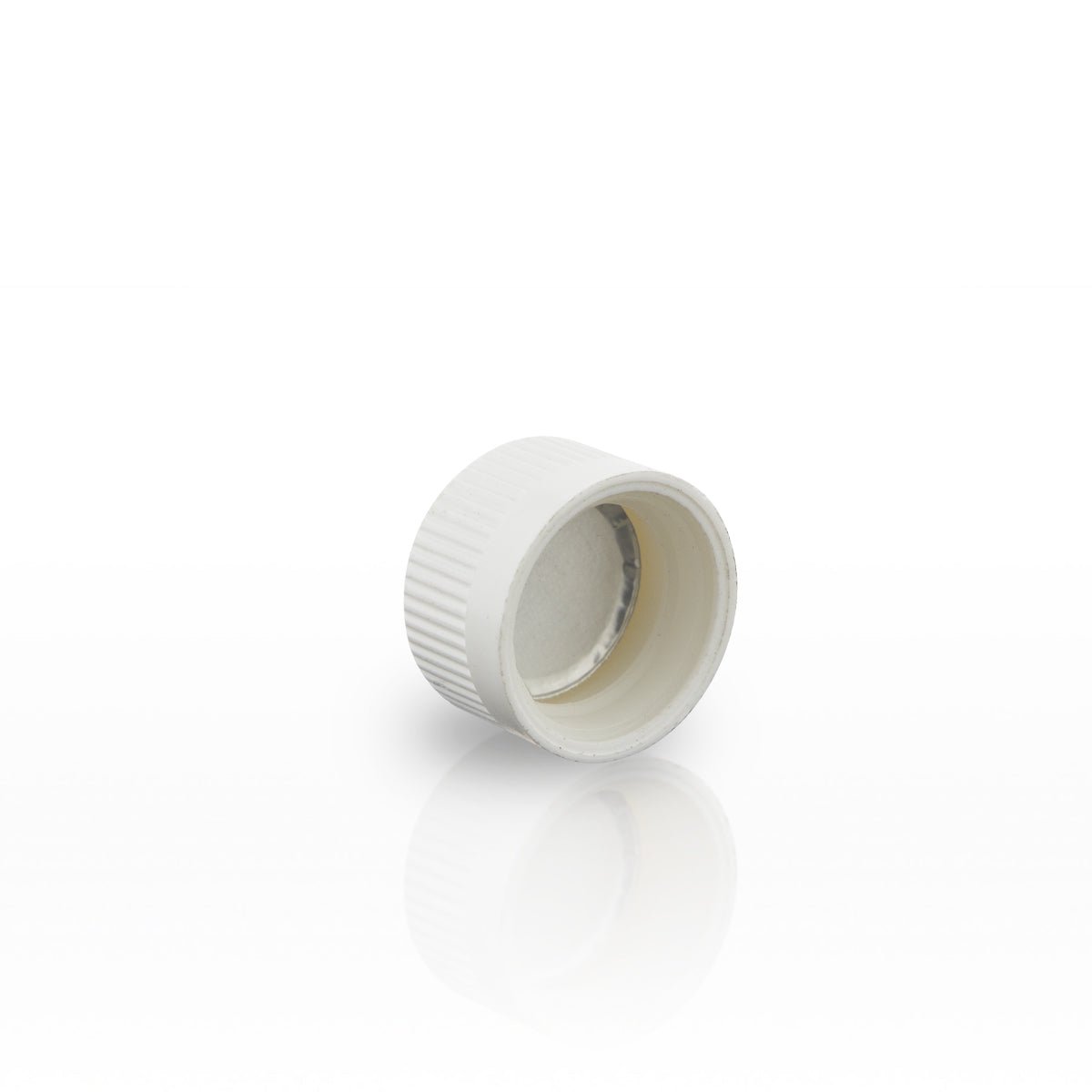 Child Resistant Plastic Caps | Embossed Text w/ Foil Liner | 20mm - White - 240 Count