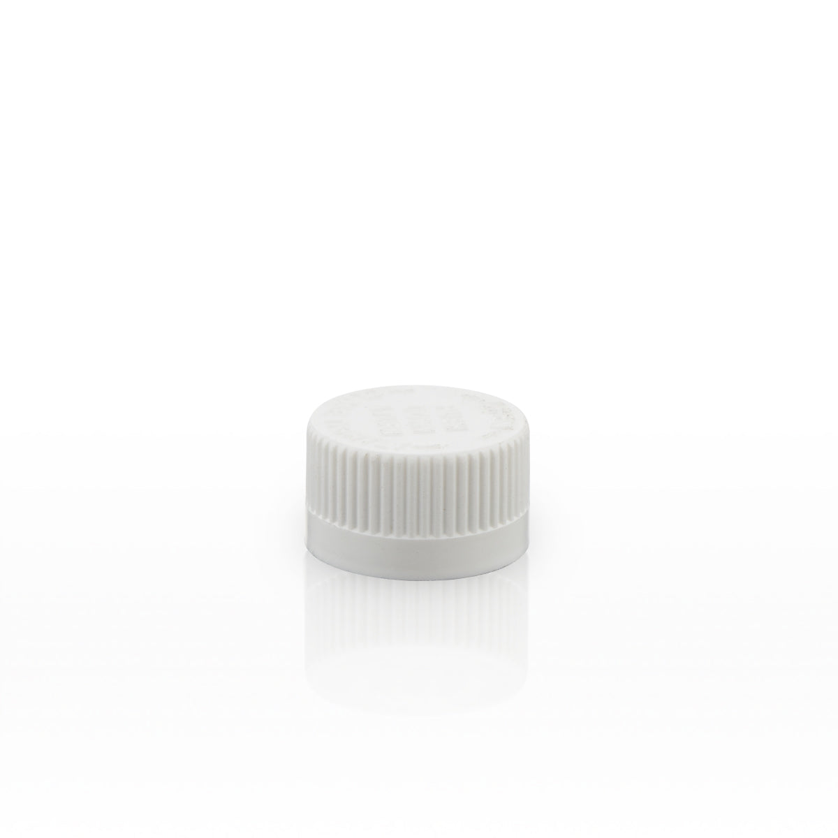 Child Resistant Plastic Caps | Embossed Text w/ Foil Liner | 20mm - White - 240 Count